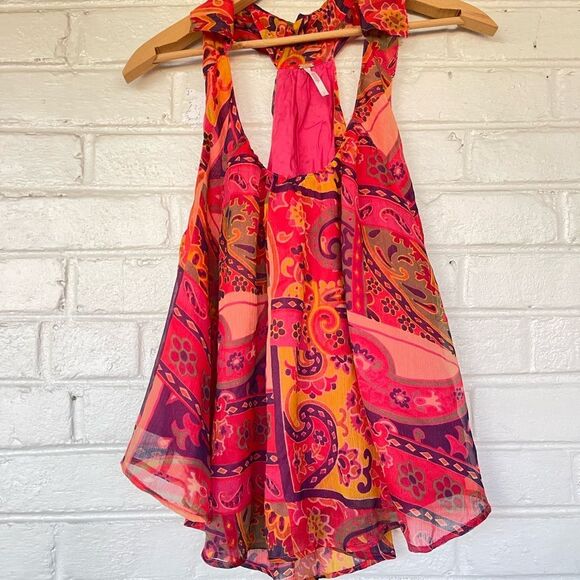 Free People Strawberry Halter Vibrant Paisley Top - Picture 1 of 4
